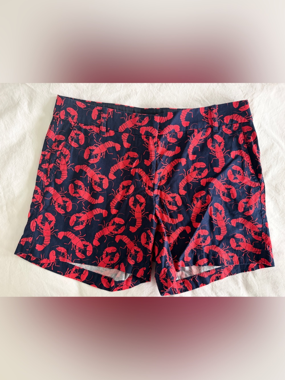 J.Crew Navy and Red Lobster-Print shorts